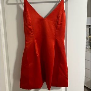 Red satin dress